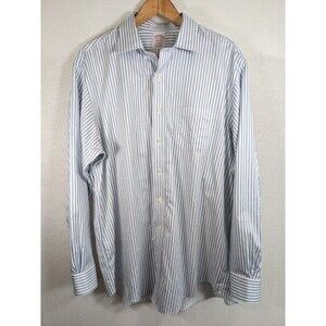 Brooks Brothers Madison Dress Shirt Blue & White Striped Men’s Size 16.5-35